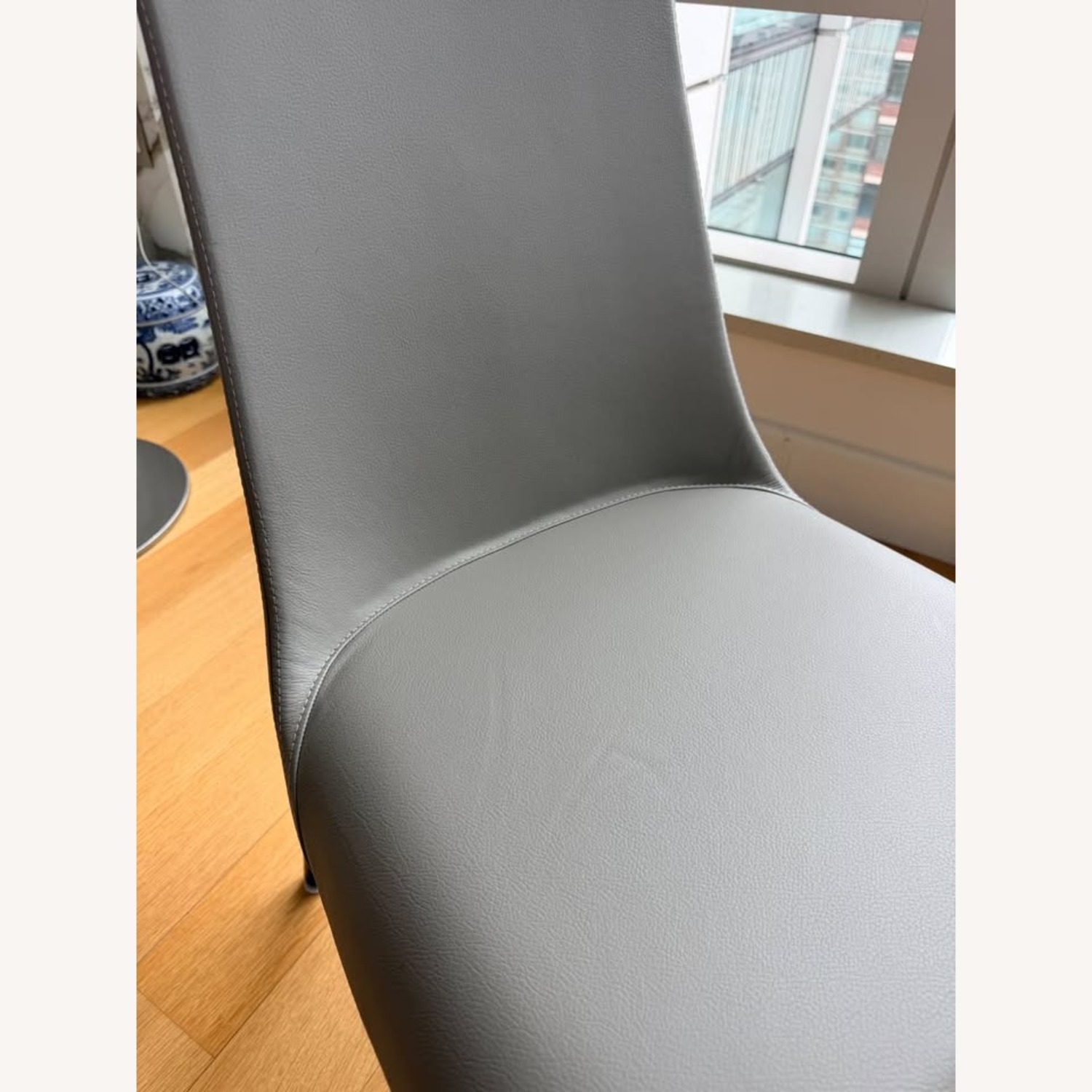 Calligaris Light Gray Leather Dining Chair - image-2