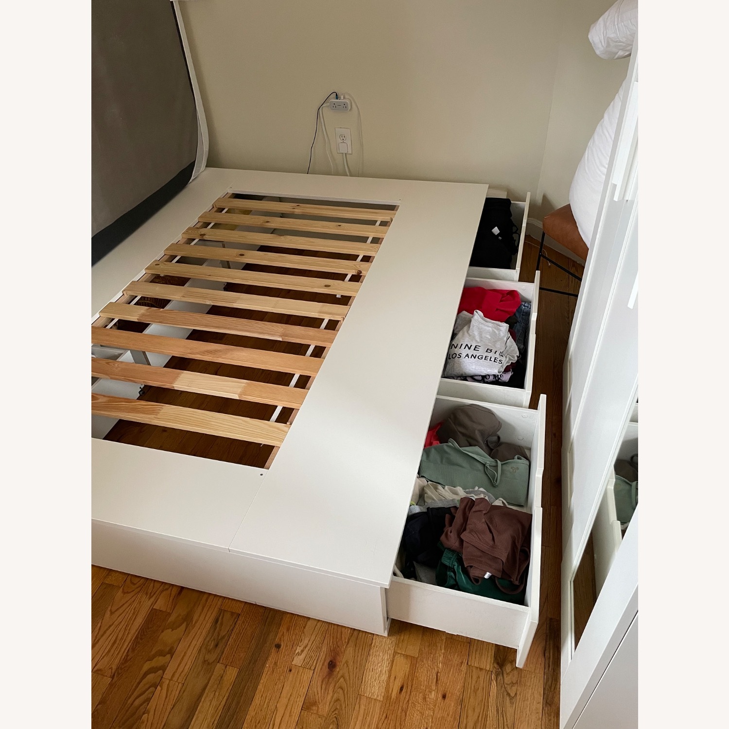 IKEA Nordli Bed Frame with 6 Drawers in White - image-4