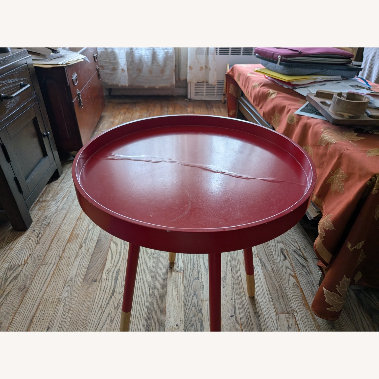 Marcella Paint-Dipped Round Tray-Top Side Table by iNSPIRE Q Modern - image-5