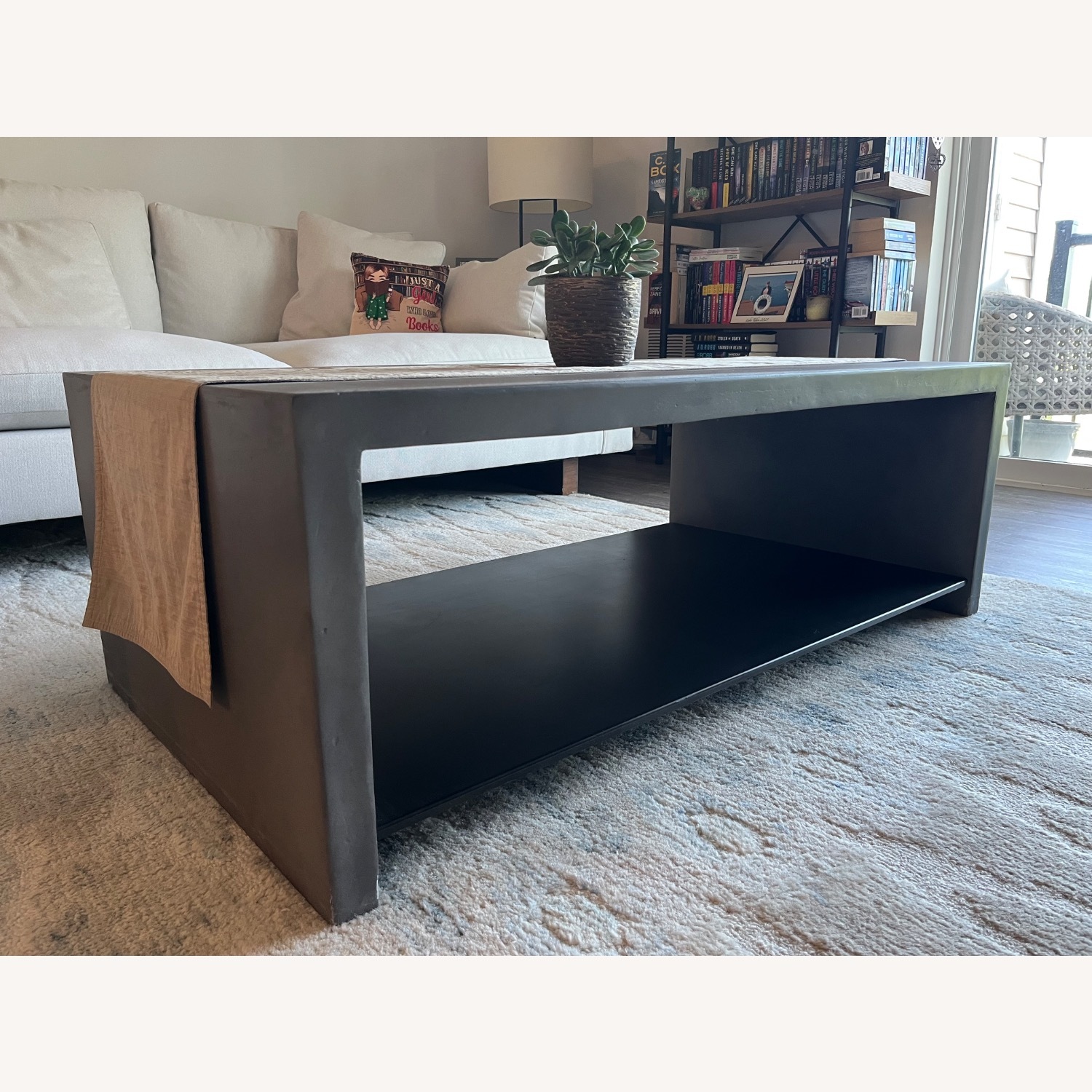 West Elm Industrial Concrete Rectangle Coffee Table - image-2