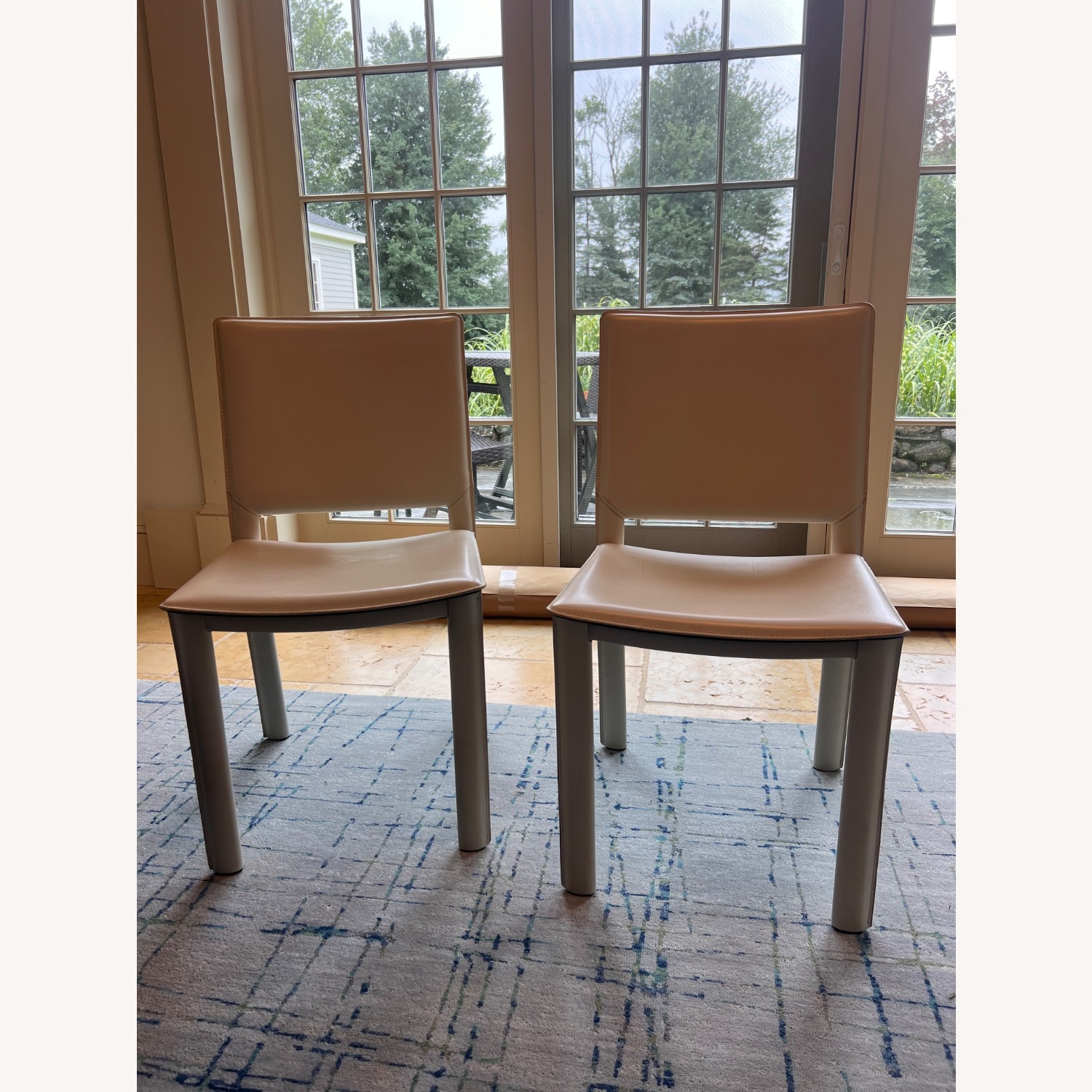 Room & Board White Leather Dining Chairs - image-1
