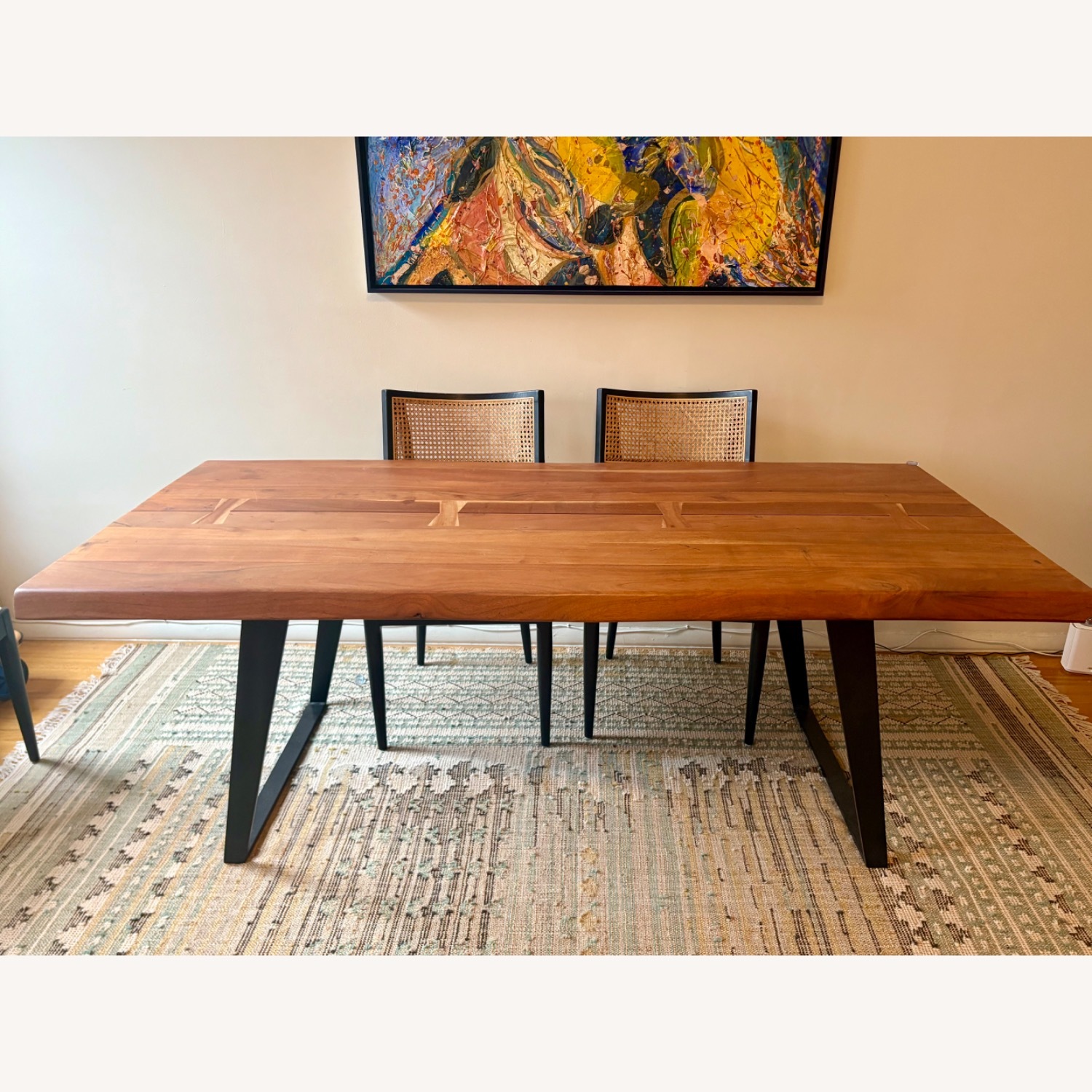 Crate & Barrel Yukon 80" Warm Acacia Live Edge Solid Wood Dining Table - image-1