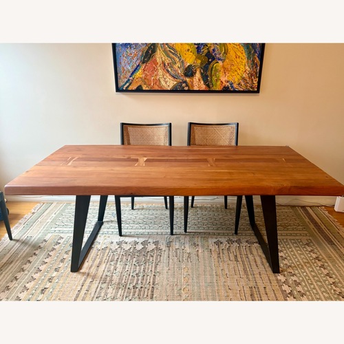 Used Crate & Barrel Yukon 80" Warm Acacia Live Edge Solid Wood Dining Table for sale on AptDeco