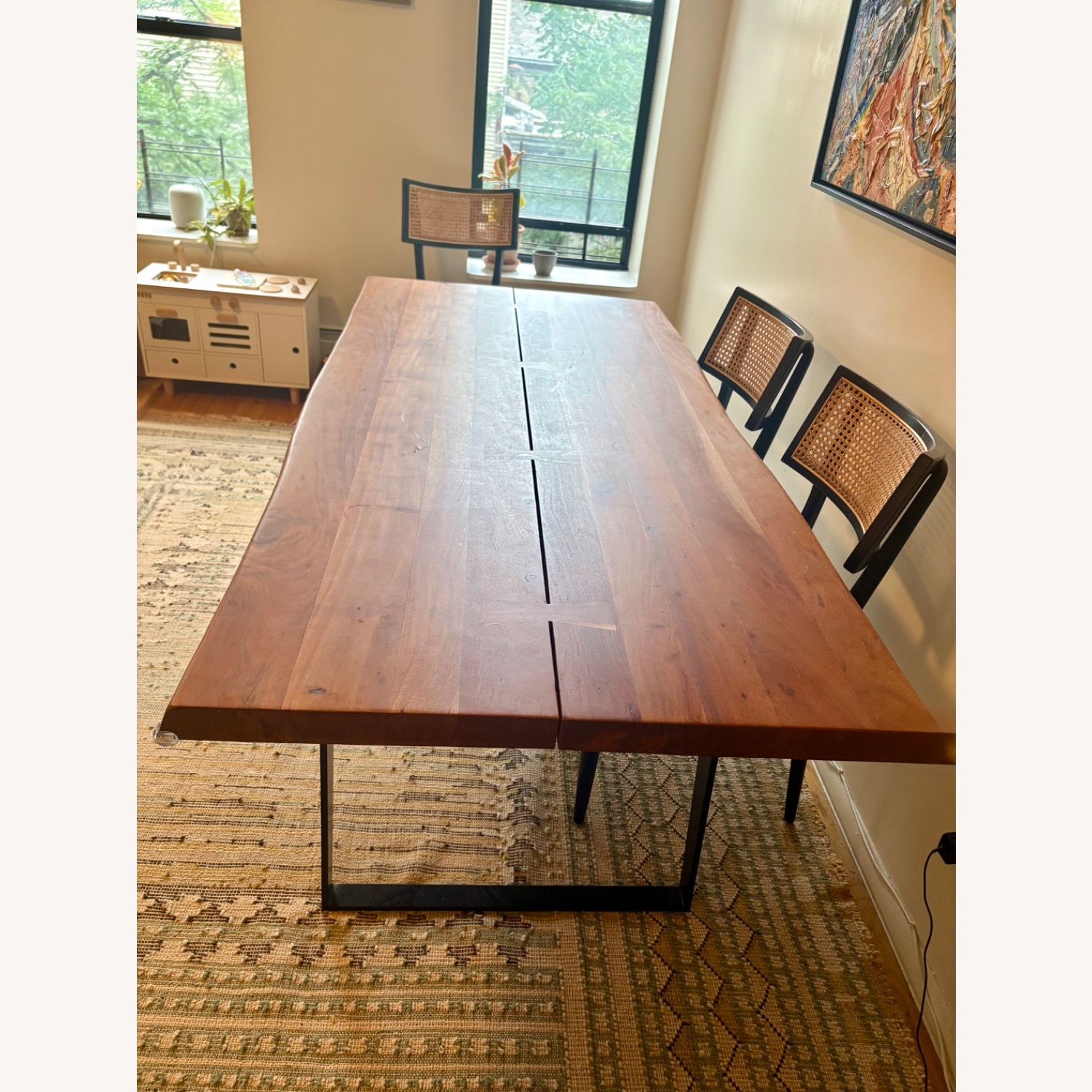Crate & Barrel Yukon 80" Warm Acacia Live Edge Solid Wood Dining Table - image-2