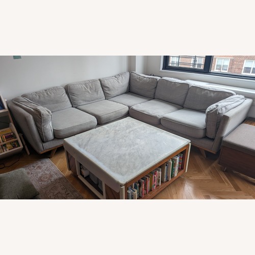 Used Article Timber Light Gray Fabric L-Shaped Sofa for sale on AptDeco