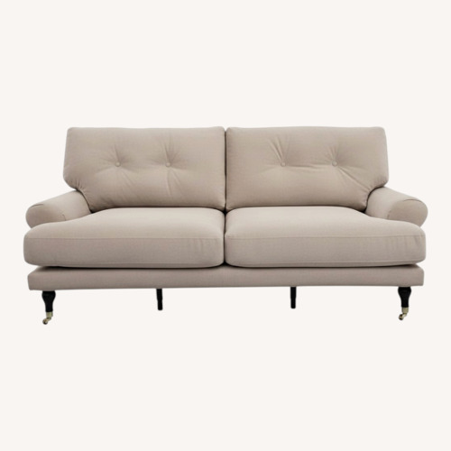 Used Macy's Brenata Light Gray Velvet 2 Seater Sofa for sale on AptDeco