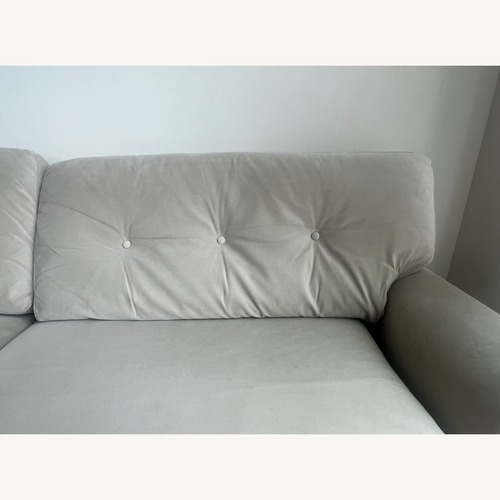 Used Macy's Brenata Light Gray Velvet 2 Seater Sofa for sale on AptDeco