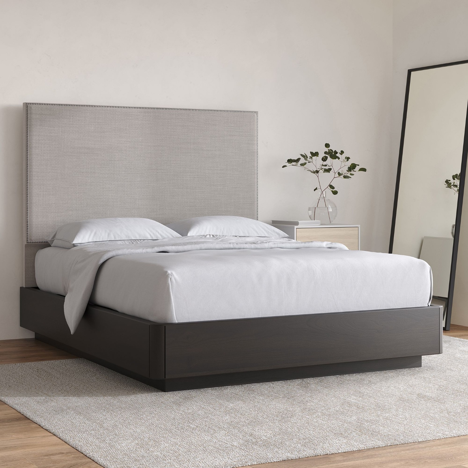 West Elm Light Gray Fabric Headboard - image-5