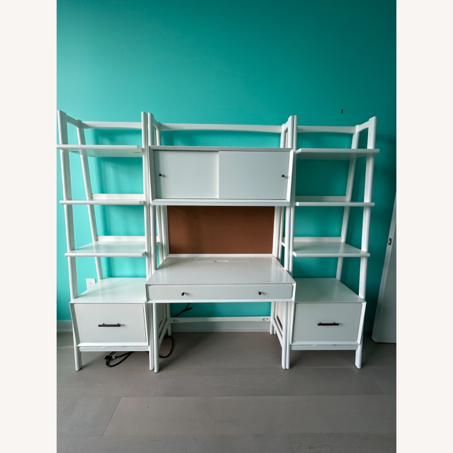 West Elm Mid-Century Desk and Bookshelves - image-1