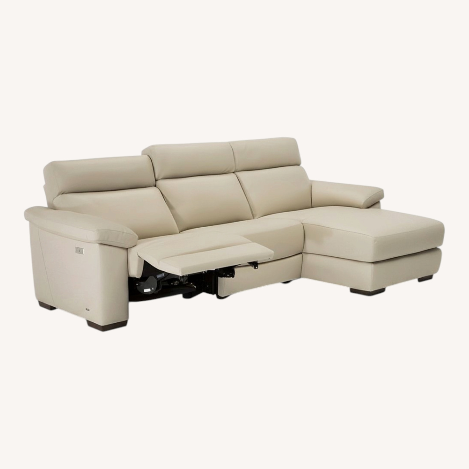 Natuzzi Estaremos Light Gray Leather Chaise Lounge - image-0