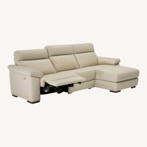 Used Natuzzi Estaremos Light Gray Leather Chaise Lounge for sale on AptDeco