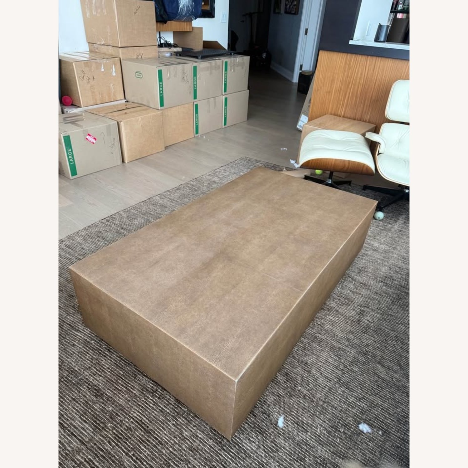 Restoration Hardware Graydon Shagreen Plinth Rectangular Coffee Table - image-2