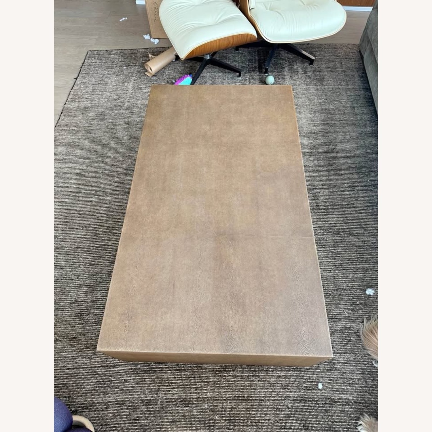 Restoration Hardware Graydon Shagreen Plinth Rectangular Coffee Table - image-3