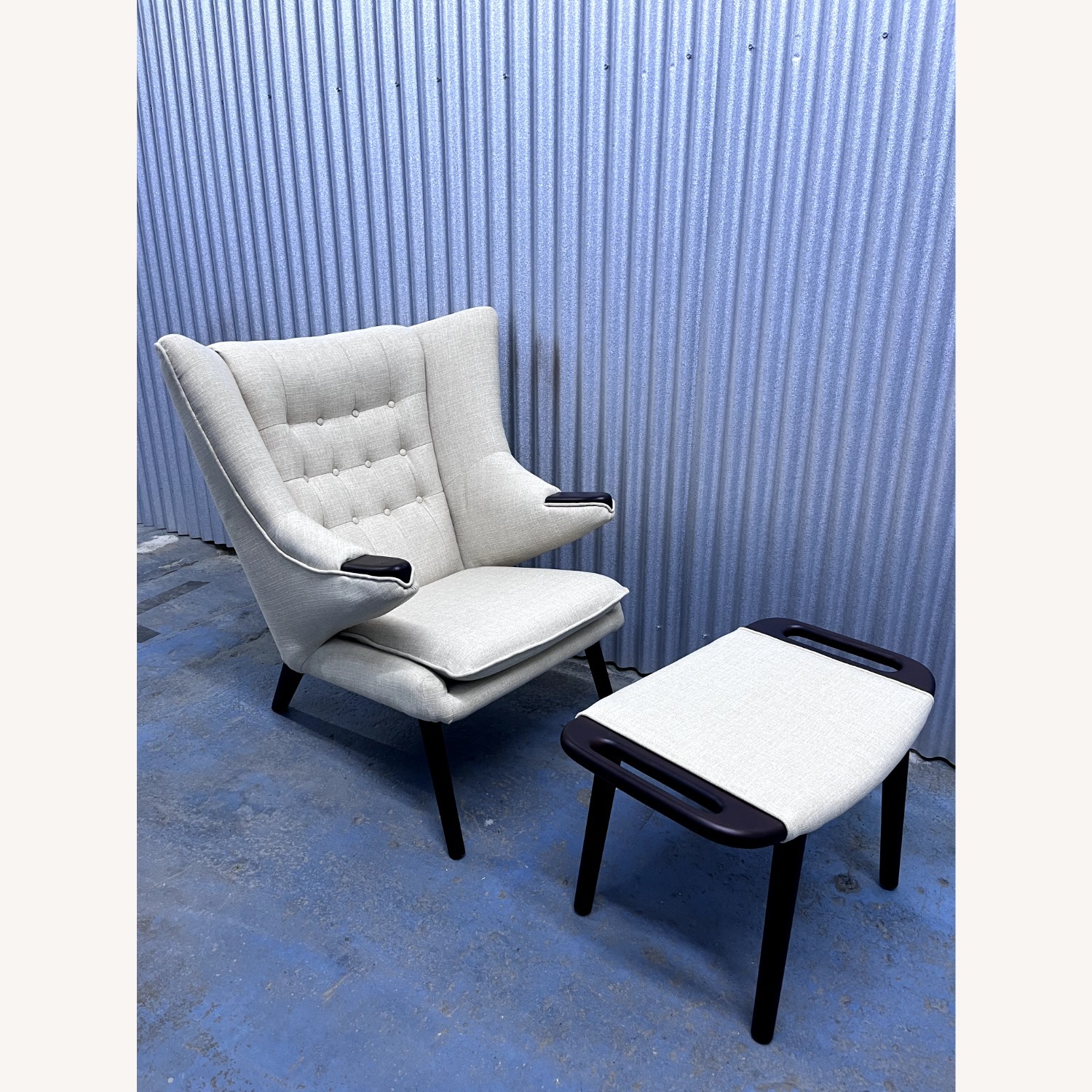 Papa Bear Chair and Ottoman Beige Fabric - image-4