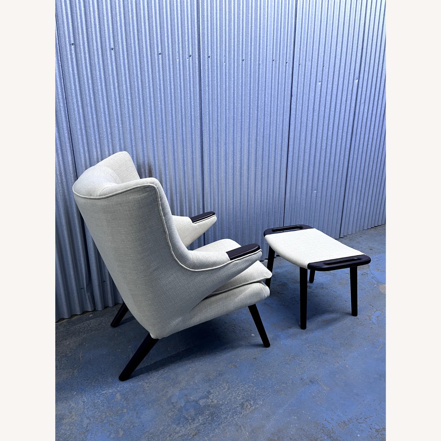 Papa Bear Chair and Ottoman Beige Fabric - image-3
