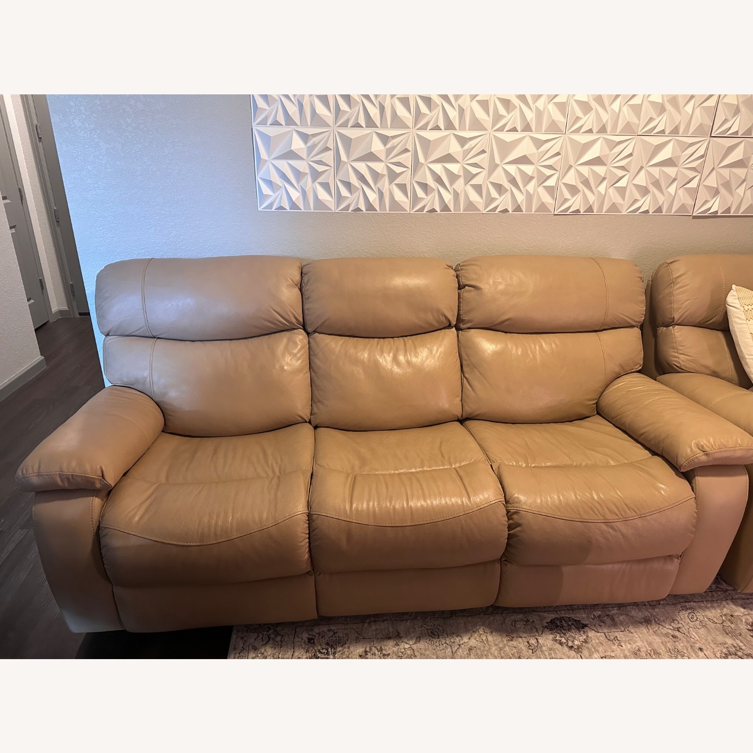 Tan Leather Sofa that Reclines - image-1
