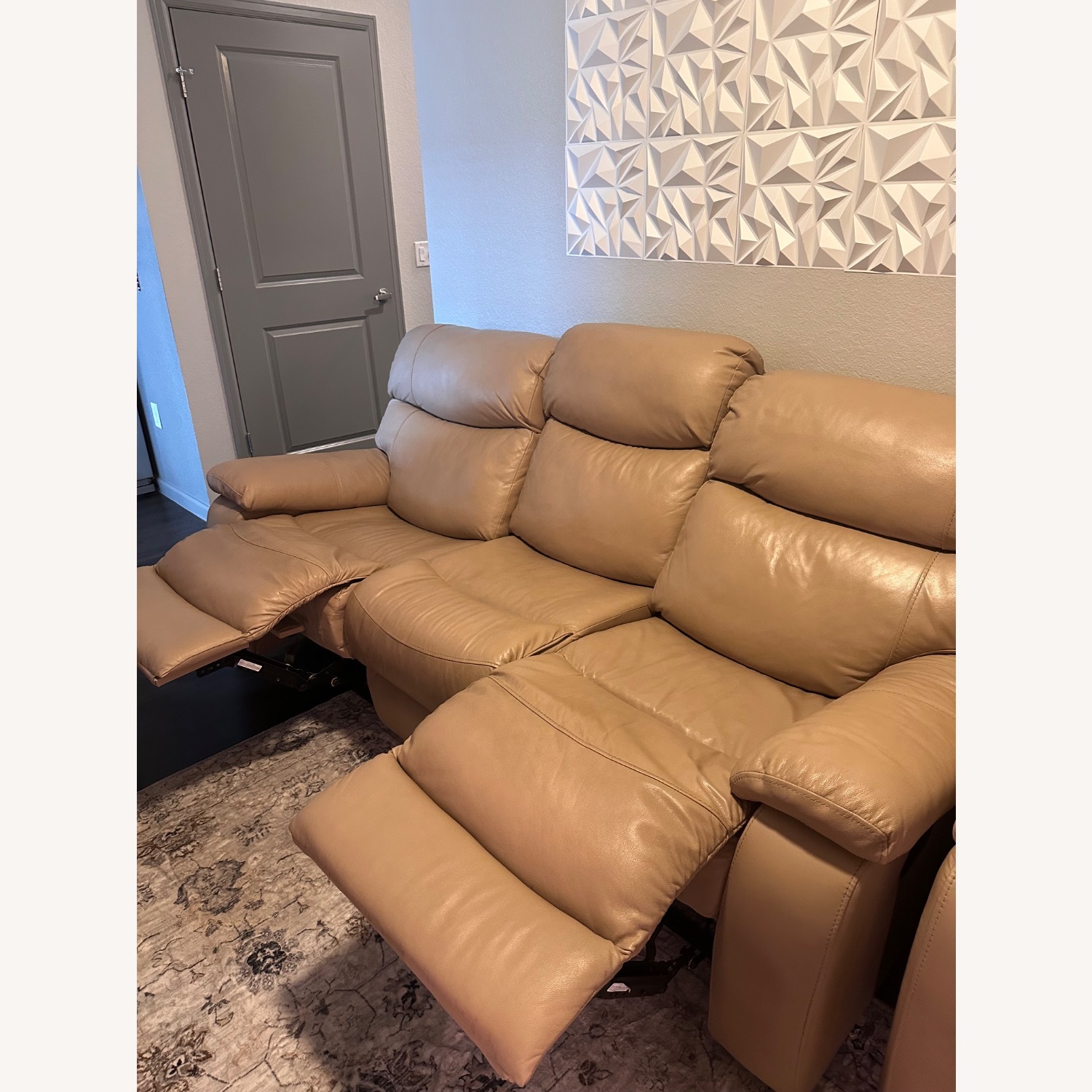 Tan Leather Sofa that Reclines - image-3