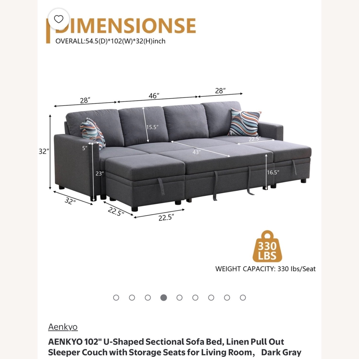 Sofa Couch + 2 Ottomans + 2 Decorative Pillows - image-5