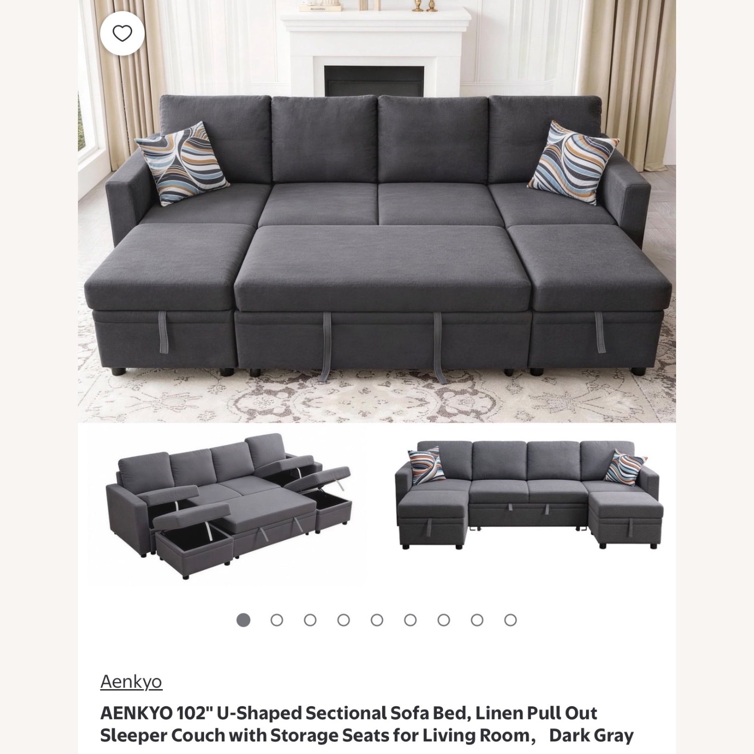 Sofa Couch + 2 Ottomans + 2 Decorative Pillows - image-4