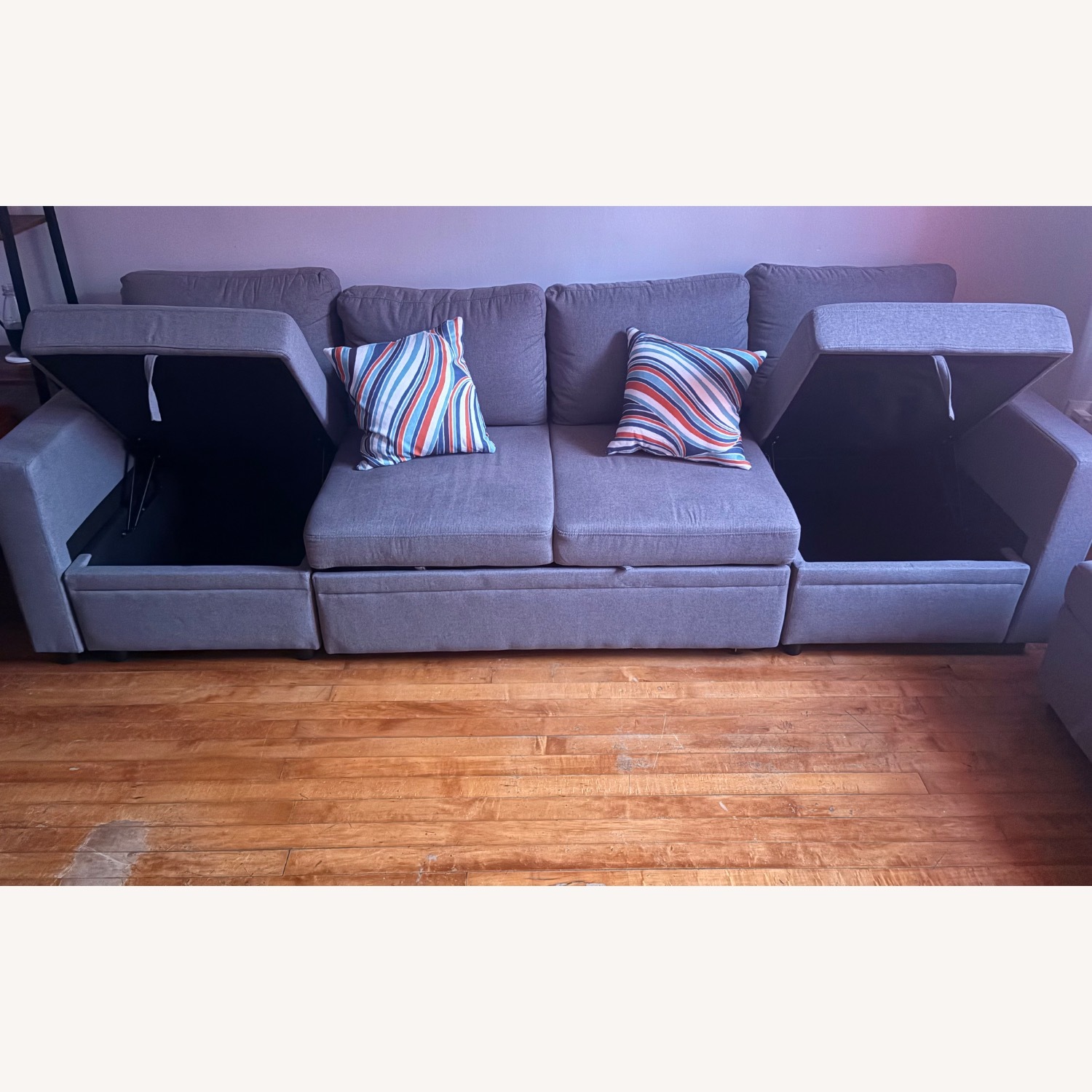 Sofa Couch + 2 Ottomans + 2 Decorative Pillows - image-2