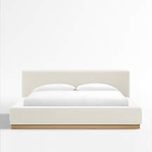 Used Crate & Barrel White Gather Upholstered King Bed for sale on AptDeco