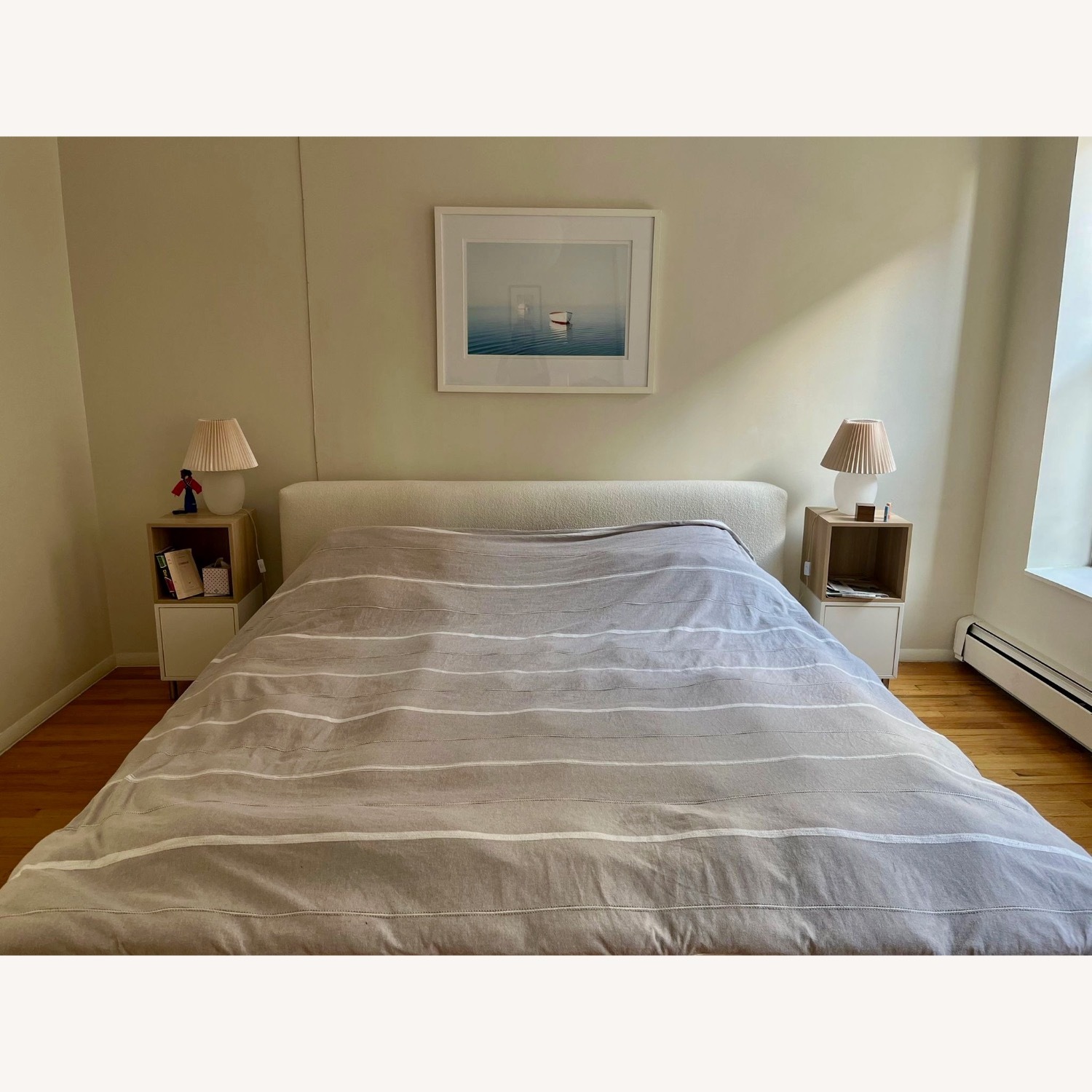 Crate & Barrel White Gather Upholstered King Bed - image-2