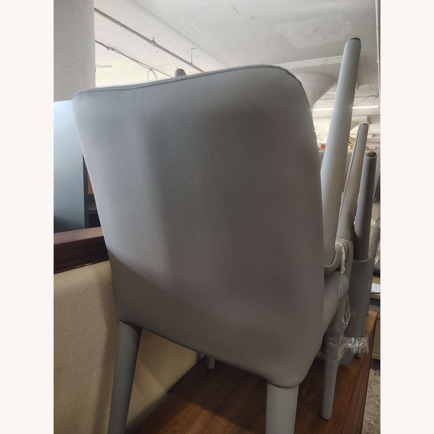 Lazzoni Light Gray Leather Dining Chairs - image-8