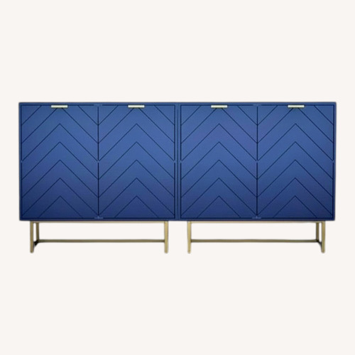 Used Blue Wood Media Storage (Set of 2) for sale on AptDeco