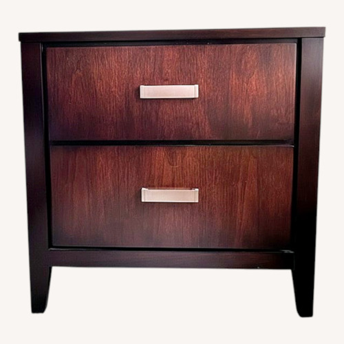 Used Raymour & Flanigan Dark Brown Wood Nightstand for sale on AptDeco