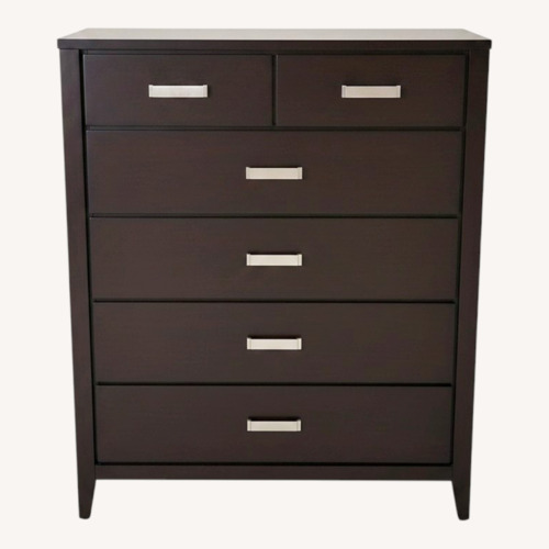 Used Raymour & Flanigan Dark Brown Wood Dresser for sale on AptDeco