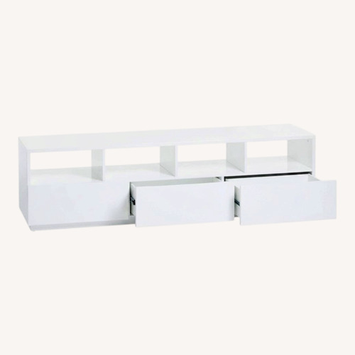 Used CB2 Chill 80" White High-Gloss Media Console for sale on AptDeco