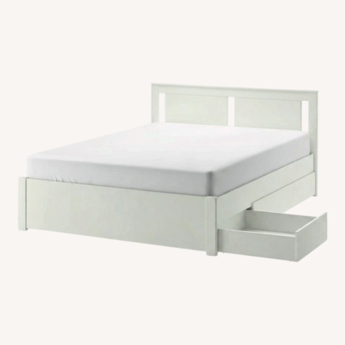 Used IKEA SONGESAND White Wood Queen Bed for sale on AptDeco