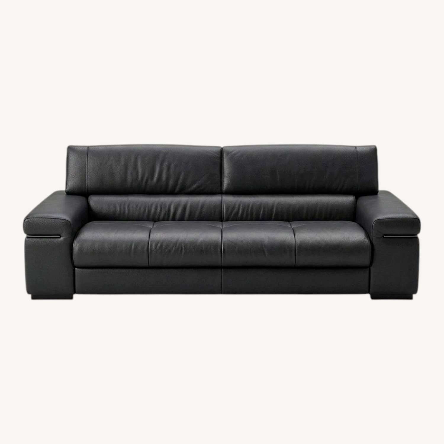 Natuzzi Black Leather 3+ Seater Sofa - image-0