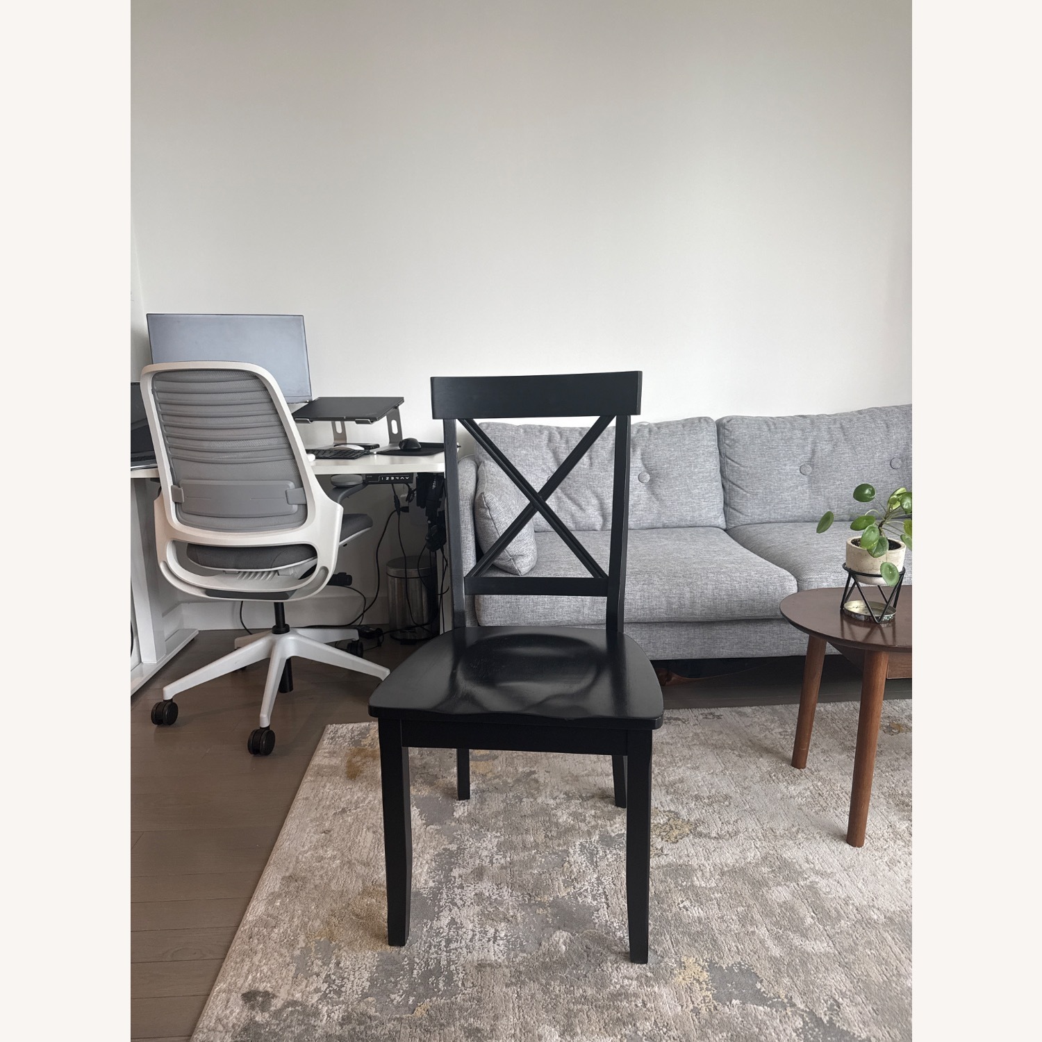 4 Black Wood Dining Chairs - image-2