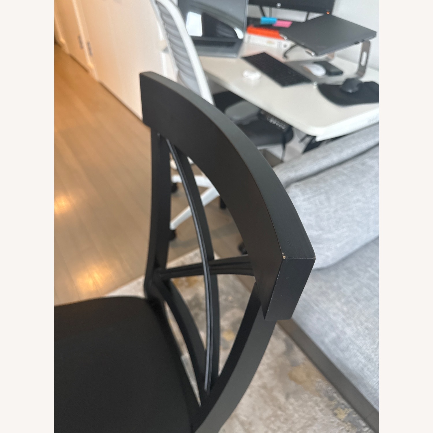 4 Black Wood Dining Chairs - image-5
