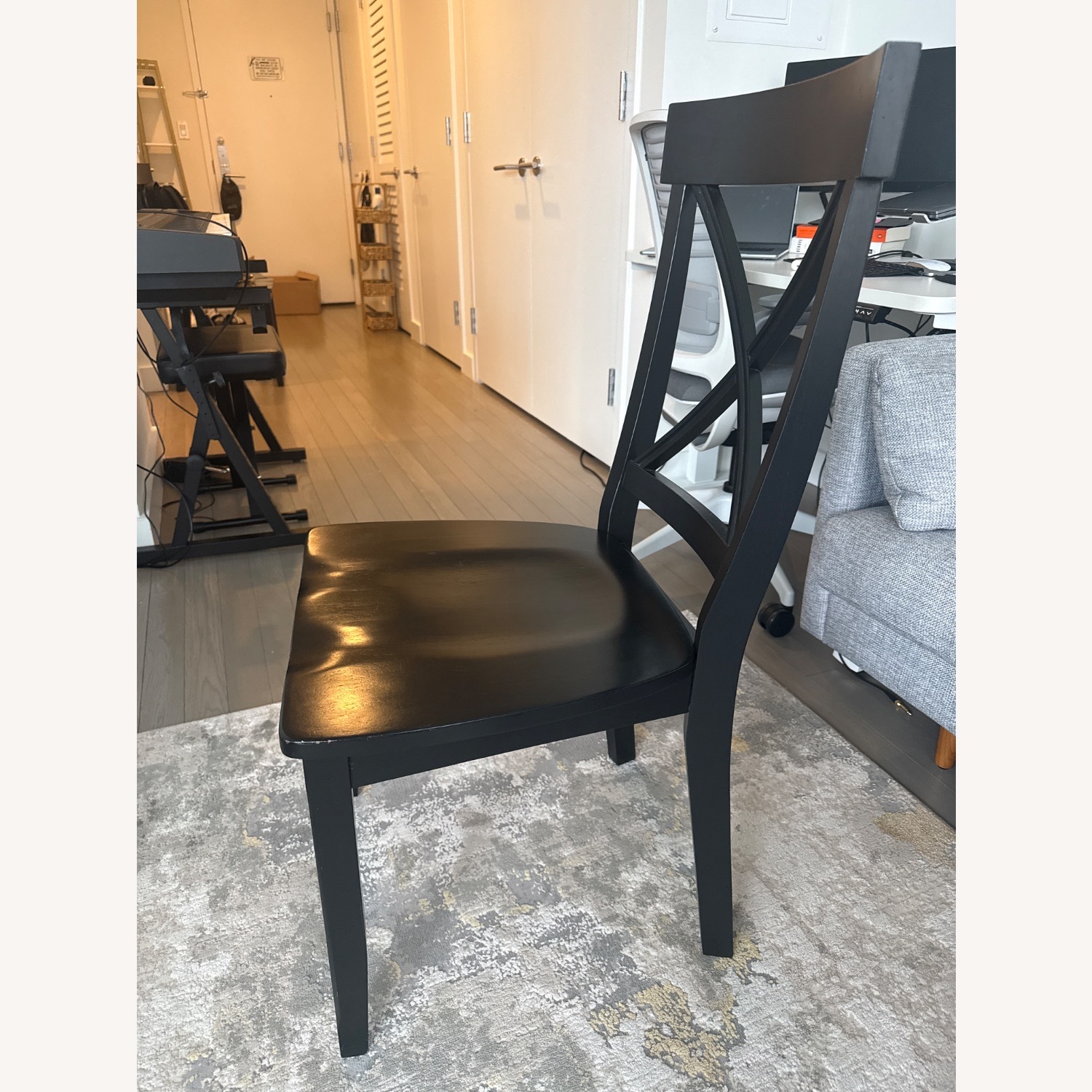4 Black Wood Dining Chairs - image-3