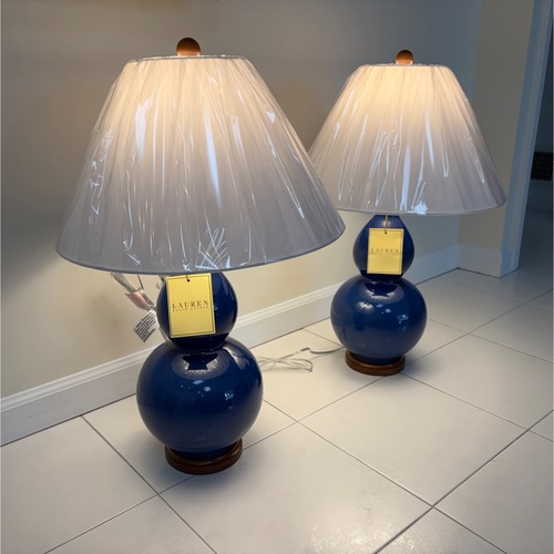 Used Ralph Lauren Porcelain Double Gourd Table Lamps for sale on AptDeco