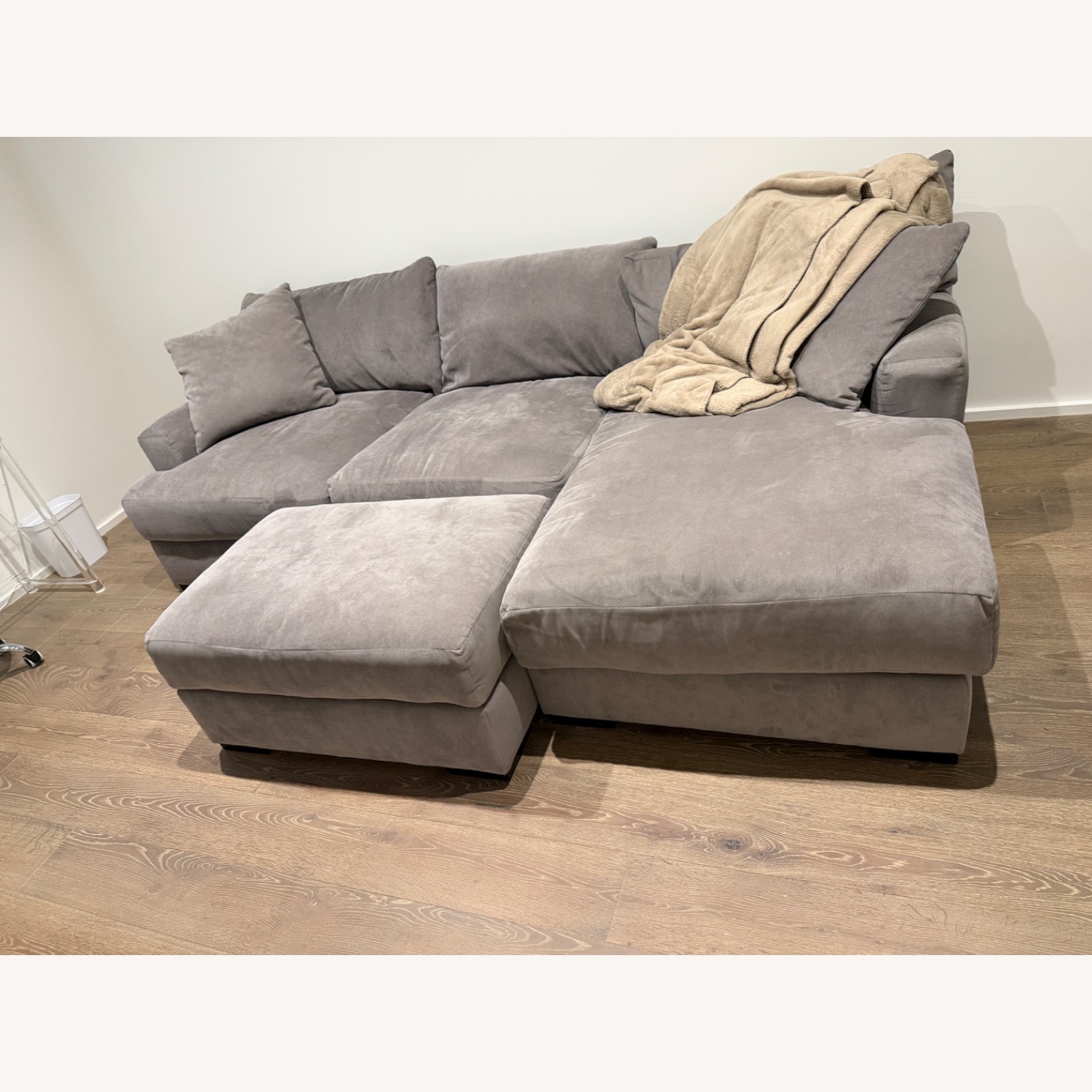 Macy's Light Gray Fabric 3+ Piece Sectional - image-2