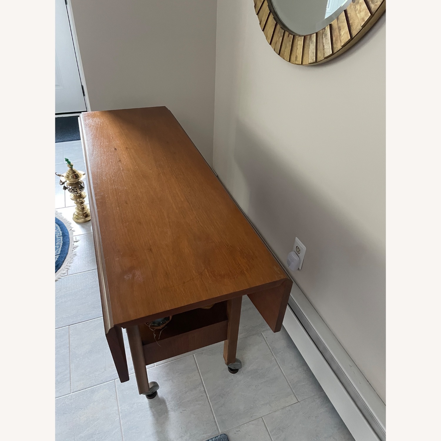 Wooden Expandable Side Table on Wheels - image-3