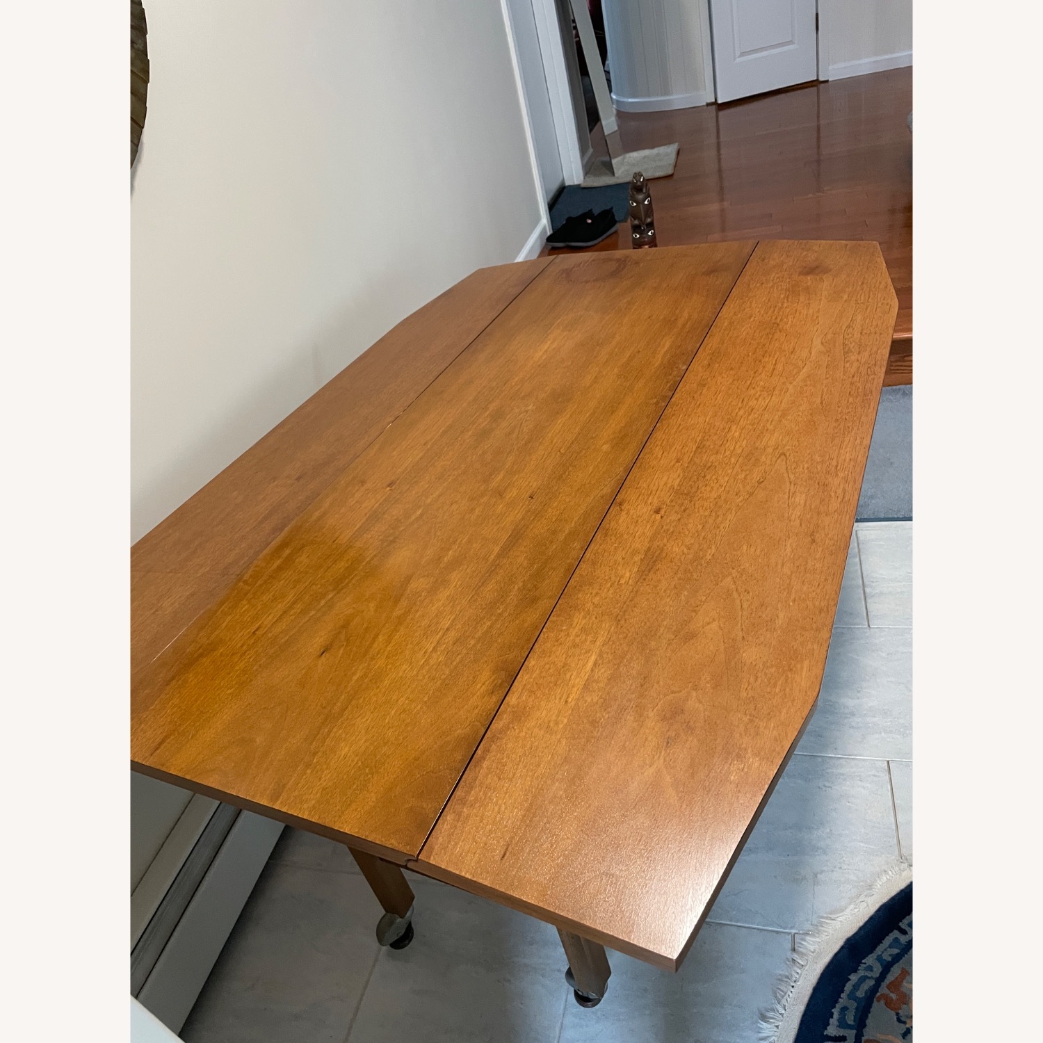 Wooden Expandable Side Table on Wheels - image-2