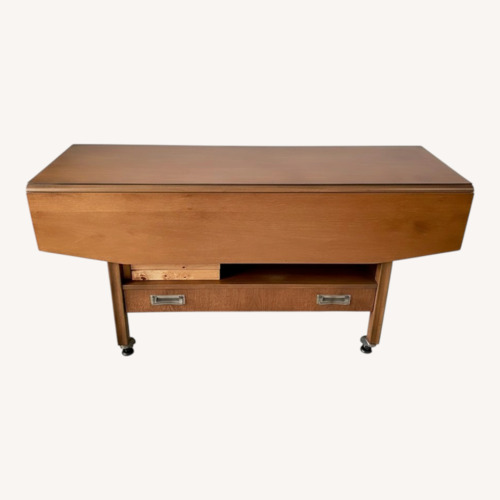 Used Wooden Expandable Side Table on Wheels for sale on AptDeco