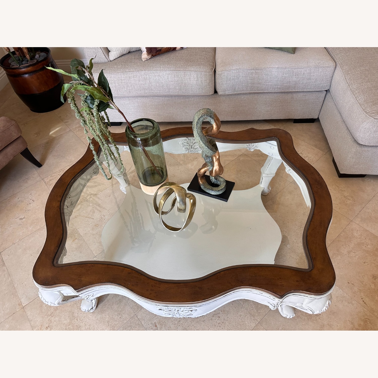 Vintage/Antique Finds White Wood Coffee Table - image-3