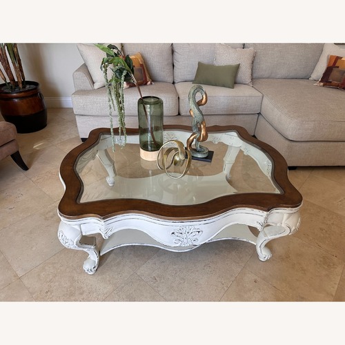 Used Vintage/Antique Finds White Wood Coffee Table for sale on AptDeco