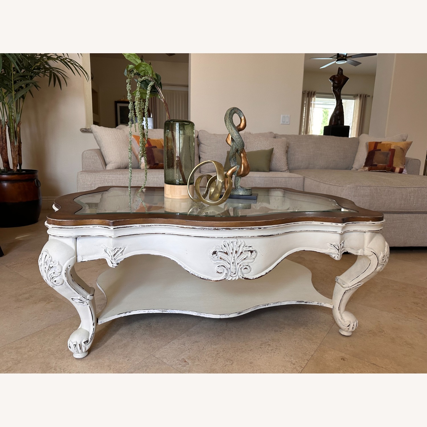 Vintage/Antique Finds White Wood Coffee Table - image-2