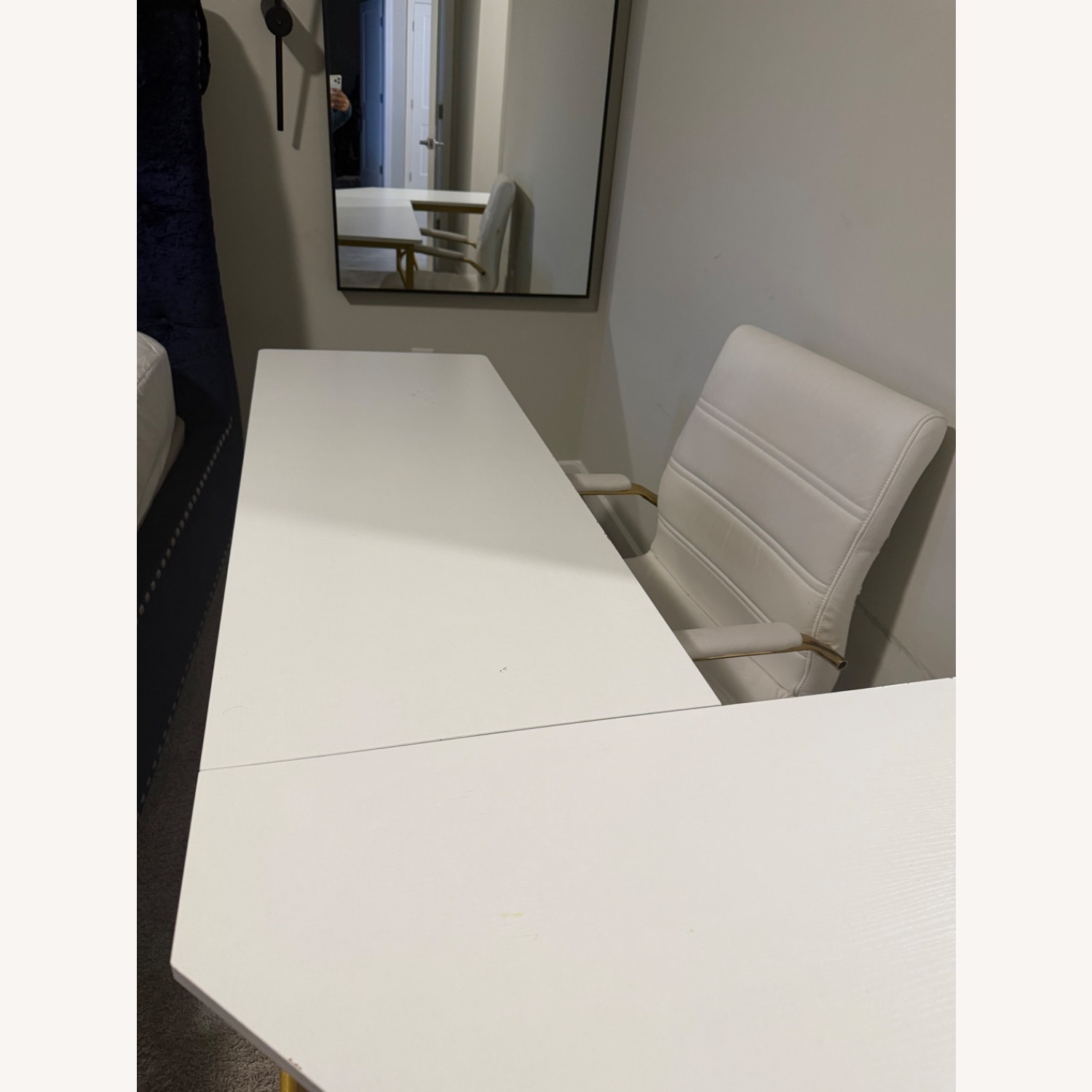 White & Gold L-Shaped Desk  - image-2