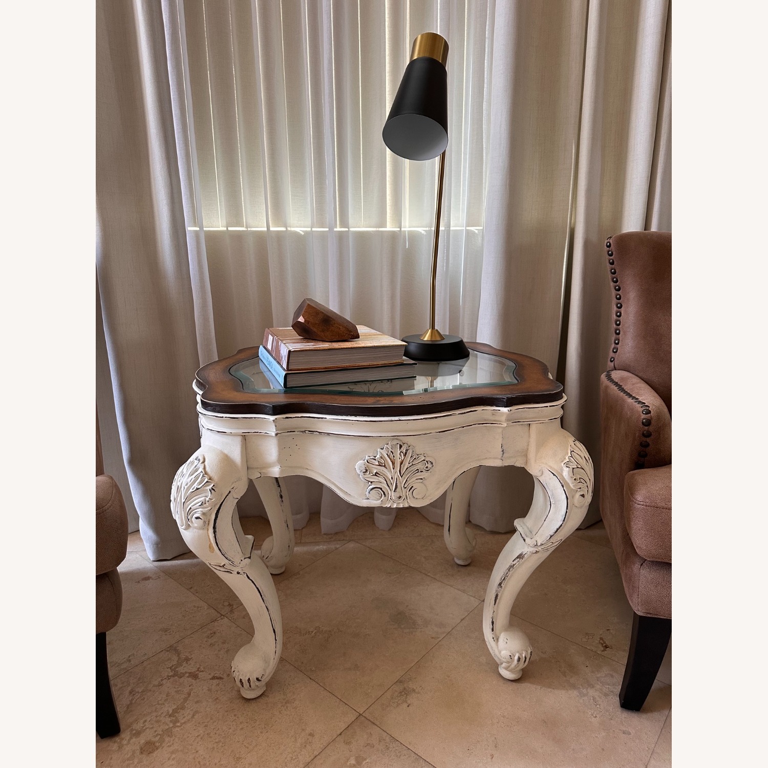 Vintage/Antique Finds White Wood Side Table - image-3