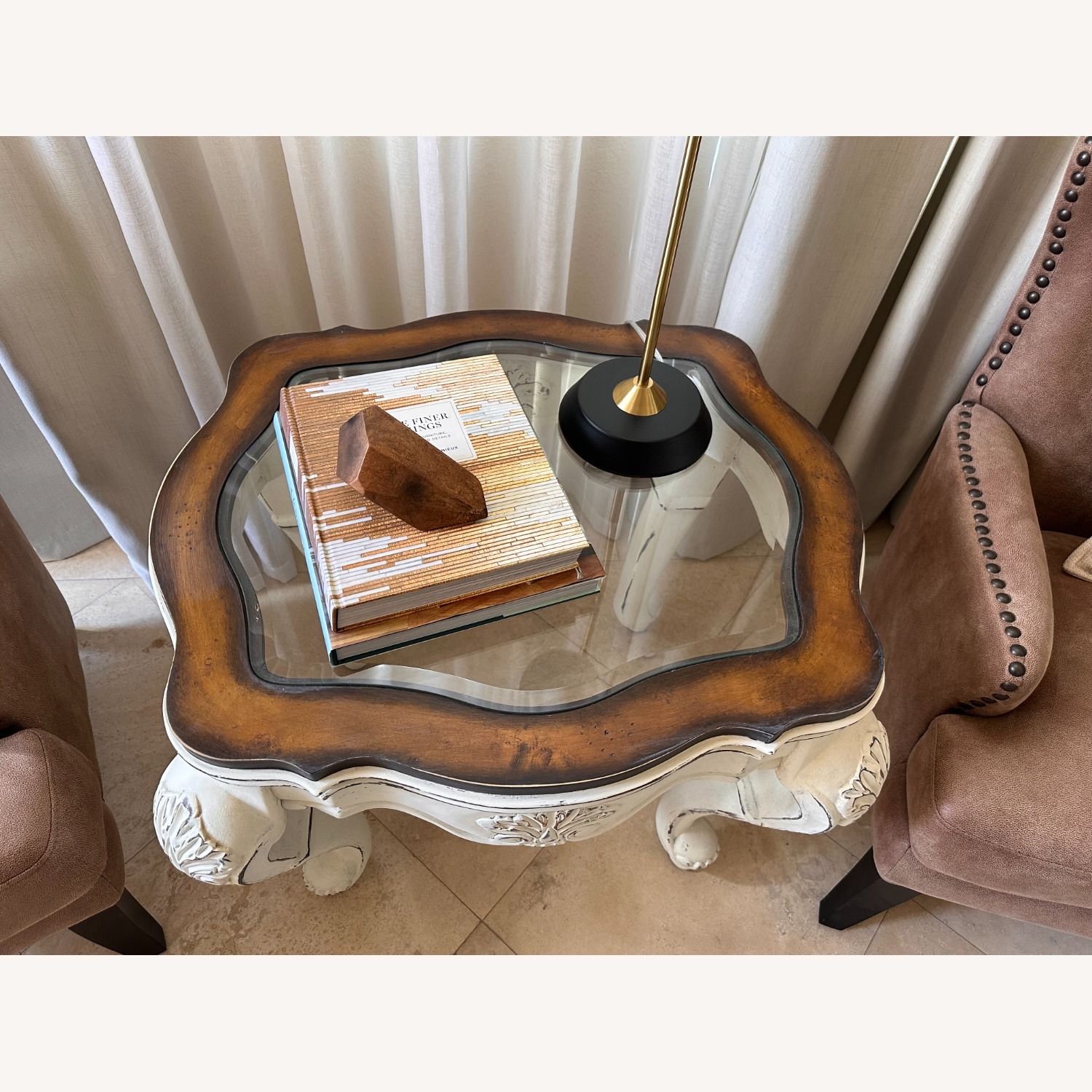Vintage/Antique Finds White Wood Side Table - image-2