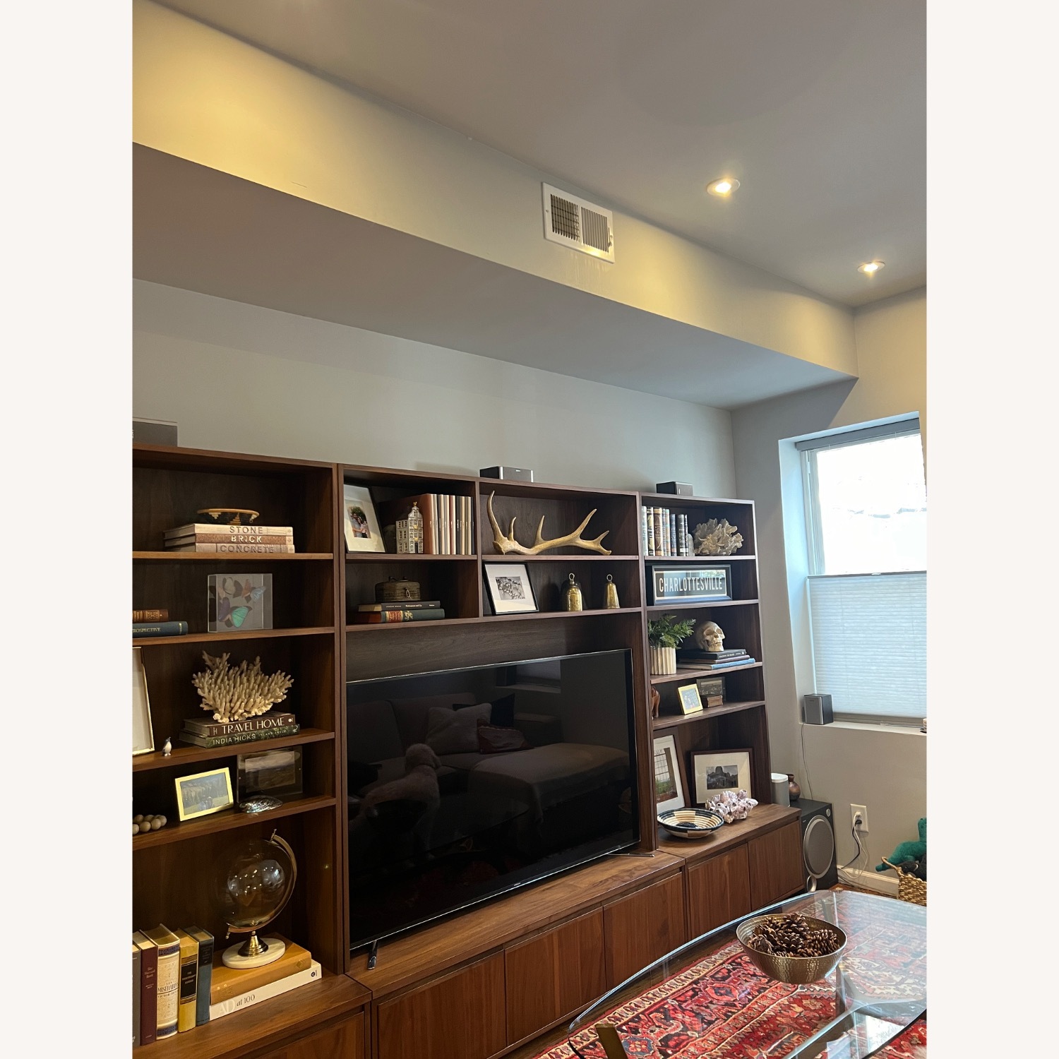 Walnut Entertainment Unit and Bookshelves - image-1