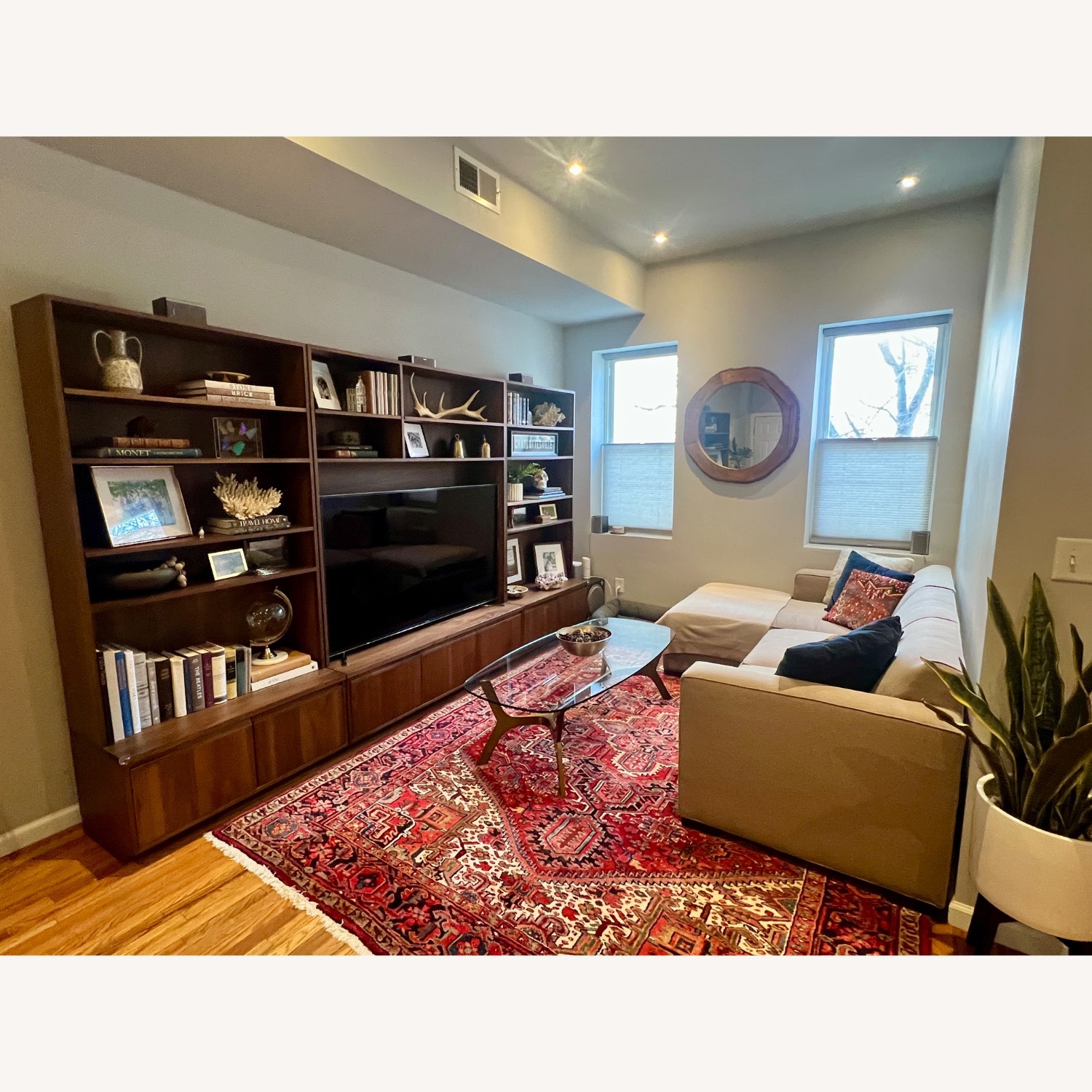 Walnut Entertainment Unit and Bookshelves - image-3