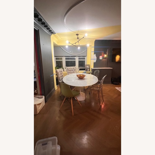 Used Sit Down NY White Marble Tulip Dining Table for sale on AptDeco
